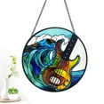 thumbnail image 3 of Sound Waves Ocean and Guitar Stained Glass Suncatcher, Sound Wave, Gifts, Wall Art, Window Hanging, Indoor Decor, Sun Catcher, 3 of 3