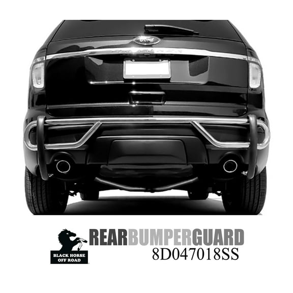 Black Horse Rear Bumper Guard Double Tube Stainless Steel Compatible with 2011-2019 Ford Explorer-8D047018SS