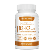 Vitamin D3 K2 Supplement (60 Capsules) - Vitamin D3, 125mcg | Vitamin K2 MK7, 100mcg | Calcium, 210mg - Immune System Support, Strong Bones and Heart Health* - Gluten-Free, 3rd-Party Tested