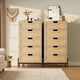 thumbnail image 3 of 5 cajón oak rattan cómoda: estilo rural-style de madera chest con metal legs para dormitorio & entrada almacenamiento, 3 of 7