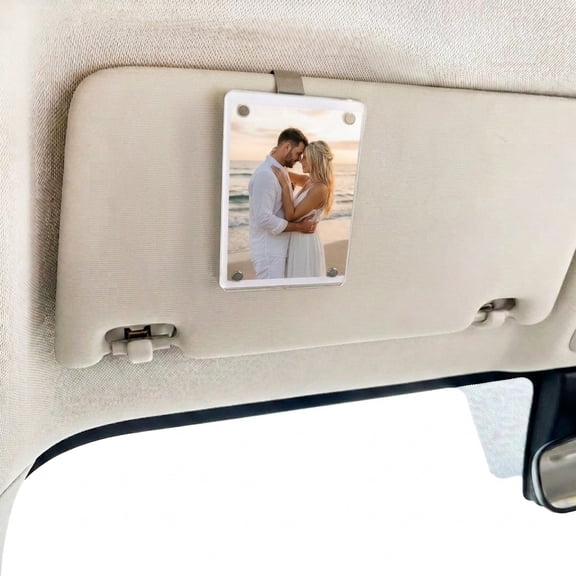 Car Visor Magnetic Photo Clip, Acrylic Car Interior Picture Frame 3.5 x 2.4 Inch, Decorative Photo Holder Accessory for Vehicle Sun Visor