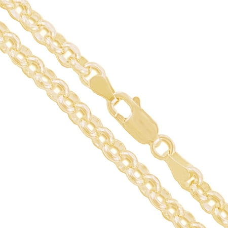 Round Hollow Rolo Chain - 10k Yellow Gold-Hollow Cable Chain Round Rolo Link 3.4mm Necklace 32