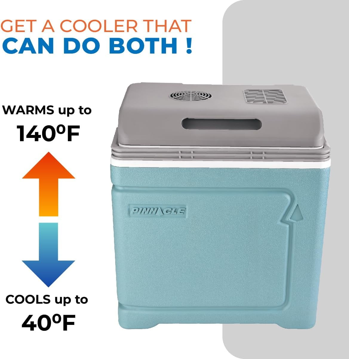 Pinnacle Thermoware 30 L Electric Portable Coolbox 12V Travel Cooler with Adapter – Blue