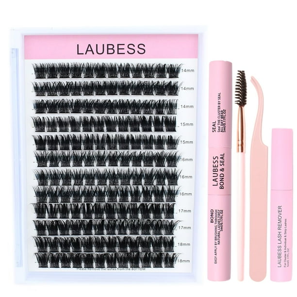 Kit de extensión de pestañas LAUBESS Lash Clusters con adhesivo y removedor