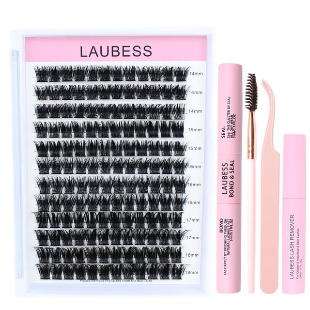 Kit de extensión de pestañas LAUBESS Lash Clusters con adhesivo y removedor