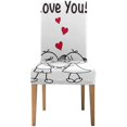 thumbnail image 1 of Funda Protectora para Silla ABPHQTO Linda Pareja Doodle Corazón Rojo Comedor Hotel Boda Conjunto de 1, 1 of 4