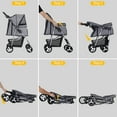 thumbnail image 4 of SuperDeal Folding Pet Stroller for Small Dog Cat, 4 Wheels Breathable Pet Carrier W/Cup Holder & Basket, Gray, 4 of 9