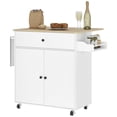 thumbnail image 1 of HOMCOM Kitchen Island with Drop Leaf and Adjustable Shelf, White, 1 of 10