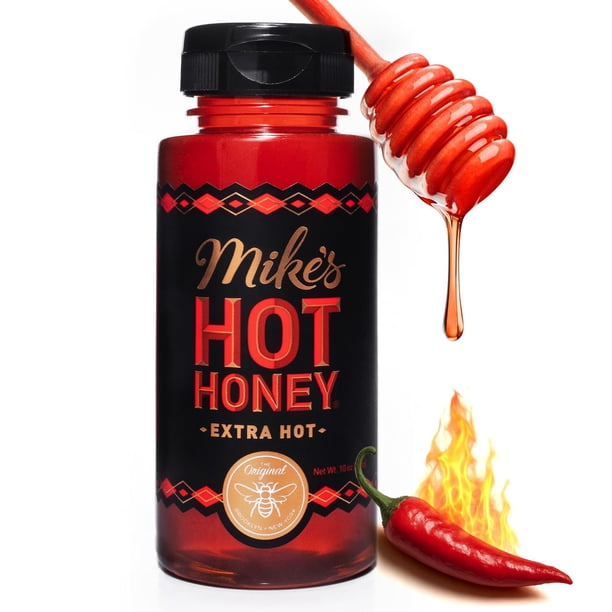 Mike's Hot Honey – Extra caliente, botella fácil de verter de 10 onzas (1 paquete), miel caliente con una patada extra, dulzura y calor, 100% miel pura, estable, libre de gluten y