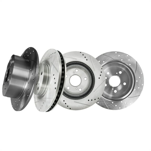 Set of 4 Front 296mm-Rear 281mm Drilled Slotted Brake Disc Rotors For 2007-2012 Lexus ES350