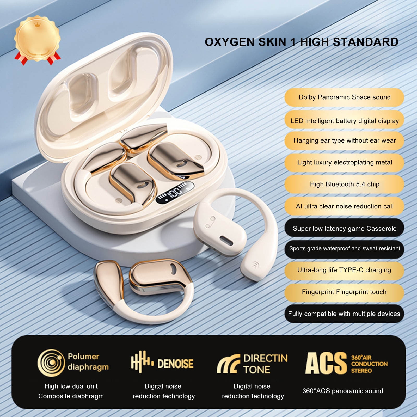 UTXQFD Language Translator Earbuds Translation Earbuds Two Way Real-time Translation in 75 Languages Translating Headphones with Bluetooth Provide Online Instant Voice for Travel Business Learning