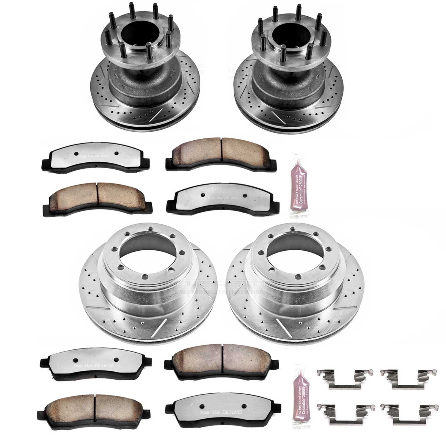 PowerStop Front and Rear Z36 Truck & Tow Carbon-Fiber Ceramic Brake Pad and Drilled and Slotted Rotor Kit Fits: FORD Select Models K2868-36