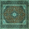 thumbnail image 1 of Ahgly Company Indoor Square Medallion Turquoise Blue Traditional Area Rugs, 6' Square, 1 of 4