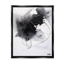 Stupell Industries Contemporary Watercolor Smear Abstract Painting Black Floater Framed Canvas Art Print Wall Art, 17 x 21