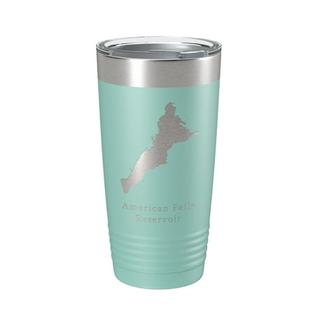 

American Falls Reservoir Tumbler Lake Map Travel Mug Insulated Laser Engraved Coffee Cup Snake River Idaho 20 oz Teal