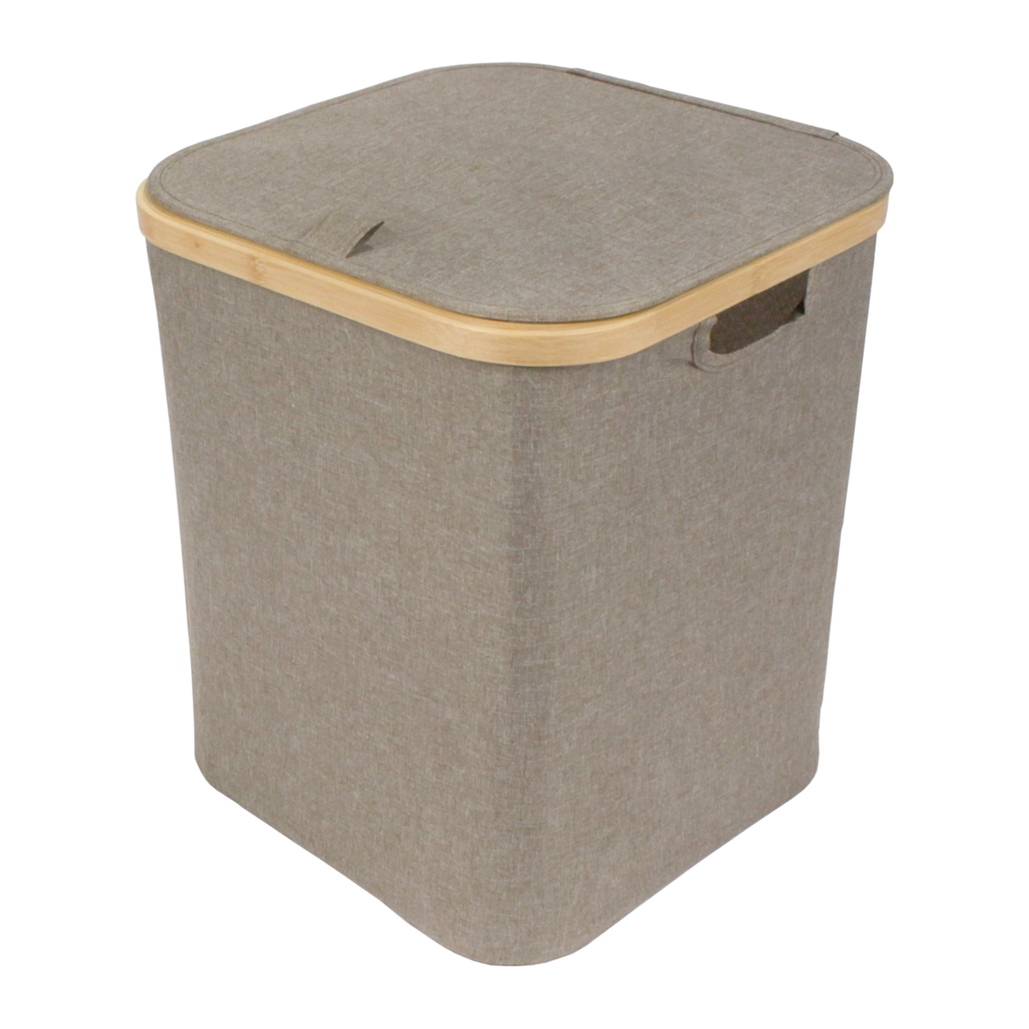 Foldable Bamboo Laundry Hamper with Lid - Decor Essentials for Any Room - Medium - Square - Brown