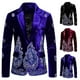 thumbnail image 1 of Traje bordado con hilo plateado de terciopelo de alta gama para hombre, chaqueta de traje bordada, Top, 1 of 5