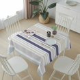 thumbnail image 6 of Beige Stripe Table Cloth Waterproof Tablecloths, Modern Abstract Art Navy Blue Striped Rustic Tablecloth Dining Table Cover for Kitchen Party Tabletop Outdoor, Square Tablecloth 60x60 Inch, 6 of 9