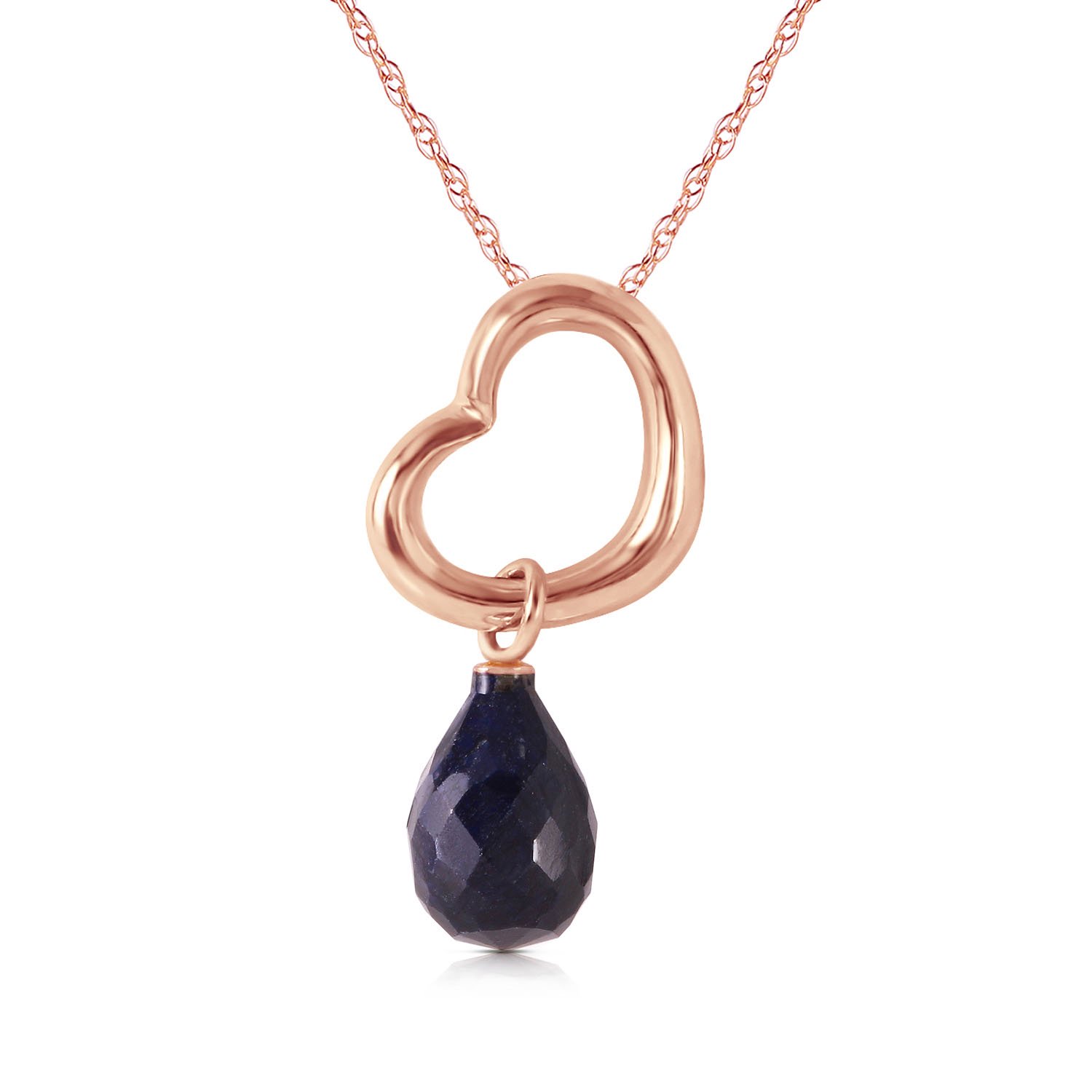 Galaxy Gold 14K Solid Gold Natural Sapphire Drop Pendant Necklace for Women - Rose Gold Fine Jewelry