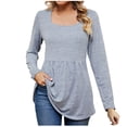 thumbnail image 1 of Timegard Long Sleeve Tops for Women Square Neck Ruched Blouse Fall Dressy Casual Comfy Tunic Tops, 1 of 5