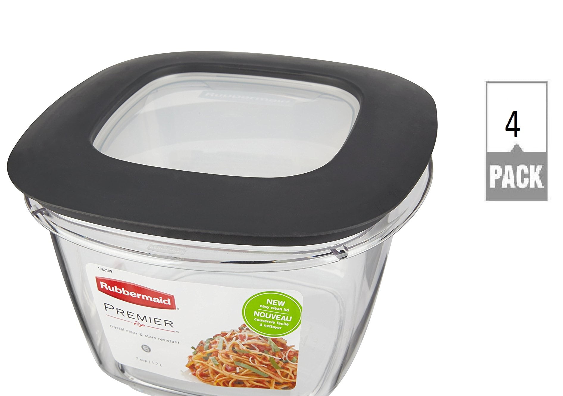 Rubbermaid Premier Food Storage Container 7 Cup Grey (Pack Of 4
