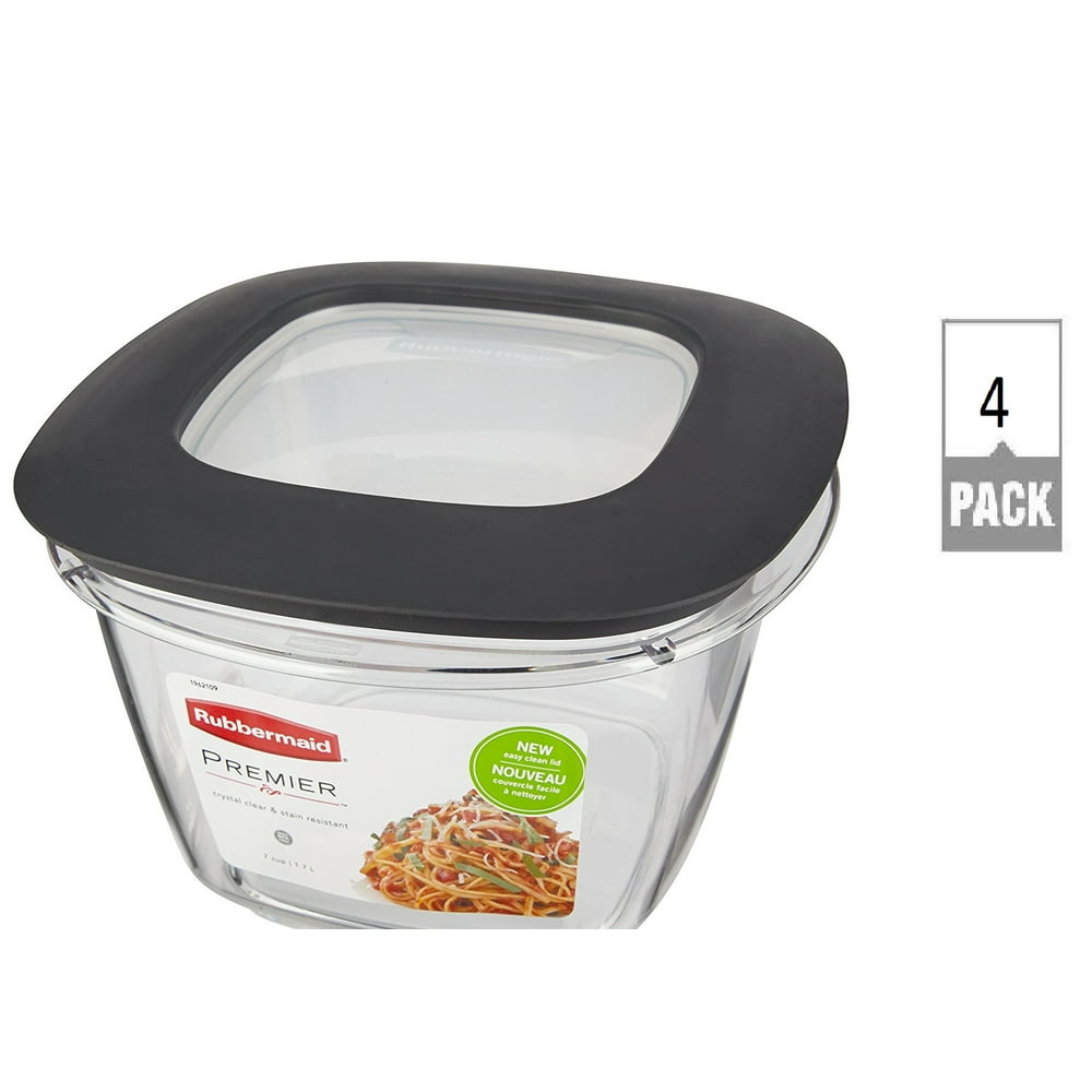 Rubbermaid Premier Food Storage Container 7 Cup Grey (Pack Of 4