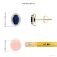 thumbnail image 2 of ANGARA Natural 1.2 ct Blue Sapphire Stud Earrings with Diamond Halo in 14K Rose Gold for Women (Size-6x4mm) | September Birthstone, Anniversary Jewelry Gift for Women | Natural Blue Sapphire Earrings, 2 of 7