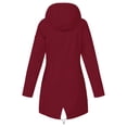 thumbnail image 4 of GobdXE Boys Girls Solid Hooded Rain Jacket Striped Lined Hood Waterproof Windproof Mid Length Trench Coat with Flap Side Pockets Color:Red,Size:13-14 Years, 4 of 6