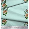 thumbnail image 3 of Soimoi Rayon Crepe Fabric Leaves & Floral Block Print Fabric by The Yard 46 Inch Wide, 3 of 3