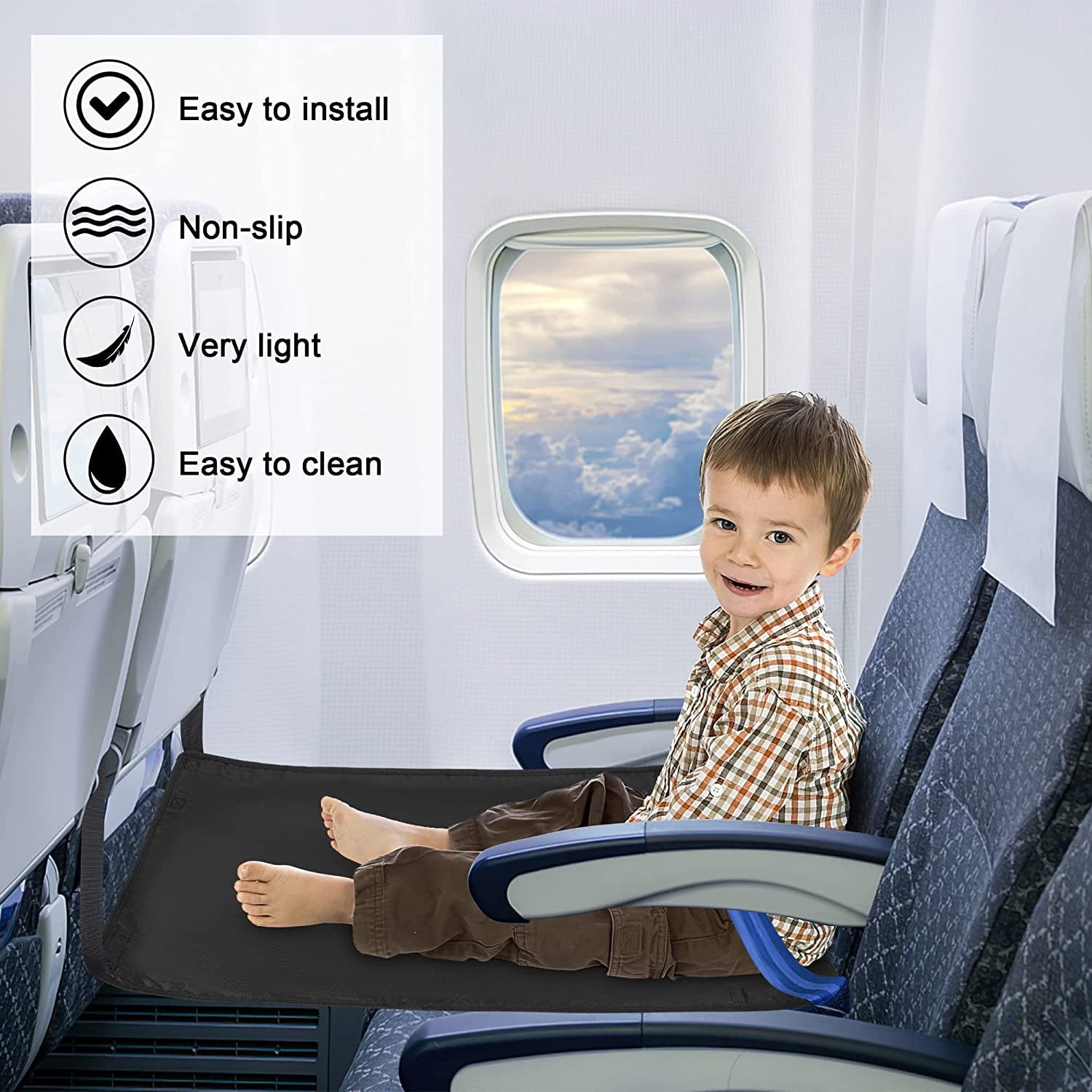  Airplane Footrest for Kids,Travel Airplane Toddler Bed,Portable  Toddler Bed for Travel,Travel Foot Rest for Airplane Flights,Travel Seat  Cushion for Airplane,Airplane Seat Extender for Kids (Black) : Baby