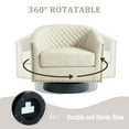thumbnail image 4 of UIXE Swivel Accent Chair PU Leather Barrel Club Chair for Living Room Upholstered Armchair Comfy Single Sofa Bedroom Reading Seat, Beige, 4 of 7