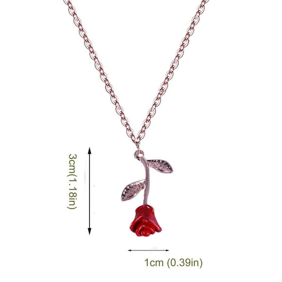 PVCS Three-dimensional Oil Drop red rose Pendant Necklace for Women jewelry