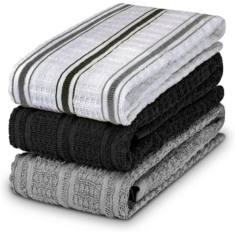 Decorrack 6 Large Kitchen Towels, 100% Cotton, 16 x 27 Inches, Thick Absorbent Dish Drying Cloth, Perfect for Kitchen, Soft Hand Towels and Tea