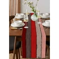 thumbnail image 4 of ERUNPONLY Red Wooden Table Runner - 72 Inch Long Grey Stripe Gradient Country Rustic Grain Cotton and Linen Blended Dress Scarves Farmhouse Table Runner for Kitchen Dining, Coffee Table, 16"x72", 4 of 8