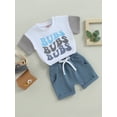 thumbnail image 3 of Bagilaanoe 2pcs Toddler Baby Boy Short Pants Set Short Sleeve Letter Print T Shirt Tops + Shorts 3M 6M 12M 18M 24M 3T Kids Casual Summer Outfits, 3 of 9