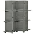 thumbnail image 5 of HOMCOM 4 Panel Wood Privacy Screen Room Divider with 3 Shelves 67" Grey, 5 of 9