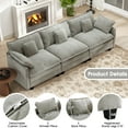 thumbnail image 4 of BedLuxury 111.5'' Modular Sectional Sofa, Modern Chenille Deep Seat Cloud Couches for Living Room, Apartment, Office, 3-Seat, Grey, 4 of 8