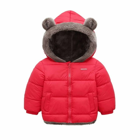 

Tarmeek Toddler Baby Boys Girls Autumn Winter Down Jacket Warm Puffer Coat Warm Bear Hood Padded Thick Outerwear Clothes Snowsuit Fleece 2-8 Years