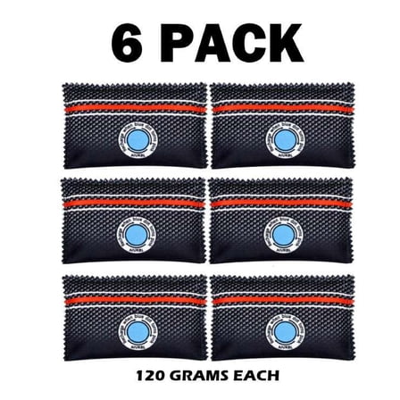 6 PACK! Reusable 120g Silica Gel Dehumidifier Bags, Dry Gun Safe Closet Car RV Cabinet Luggage Color Changing Rechargeable Desiccant, Black 6pcs