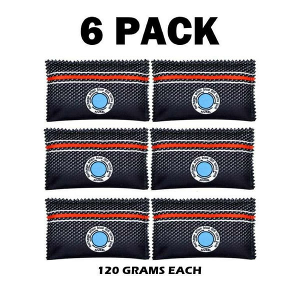 6 PACK! Reusable 120g Silica Gel Dehumidifier Bags, Dry Gun Safe Closet Car RV Cabinet Luggage Color Changing Rechargeable Desiccant, Black 6pcs
