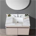 thumbnail image 4 of JERFIT 43" White Marble Vanity Top with Undermount Sink, 4" Backsplash, Pre-Drilled Faucet Holes, Waterproof & Stain Resistant Sintered Stone for Bathroom, 4 of 8