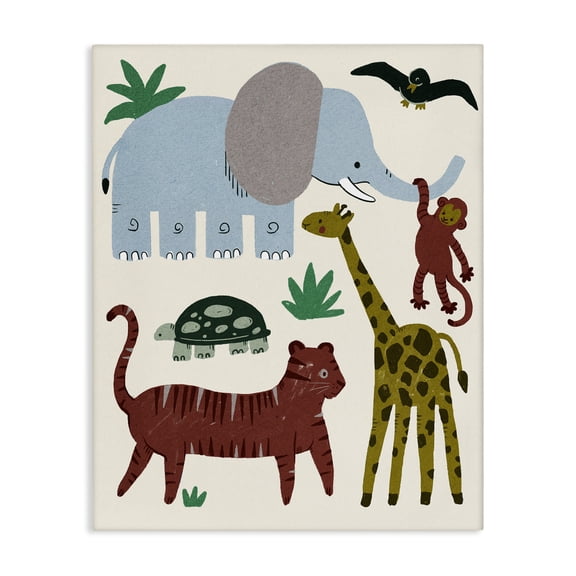 Stupell Industries Cottage Colorful Safari Animal Friends Canvas Art, 16 x 20, by Lil' Rue