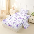 thumbnail image 2 of Erosebridal Purple Floral Lavender Twin Sheet Sets,Cute Butterfly Flying Animals Bedding For Girly 3-Piece, 2 of 6