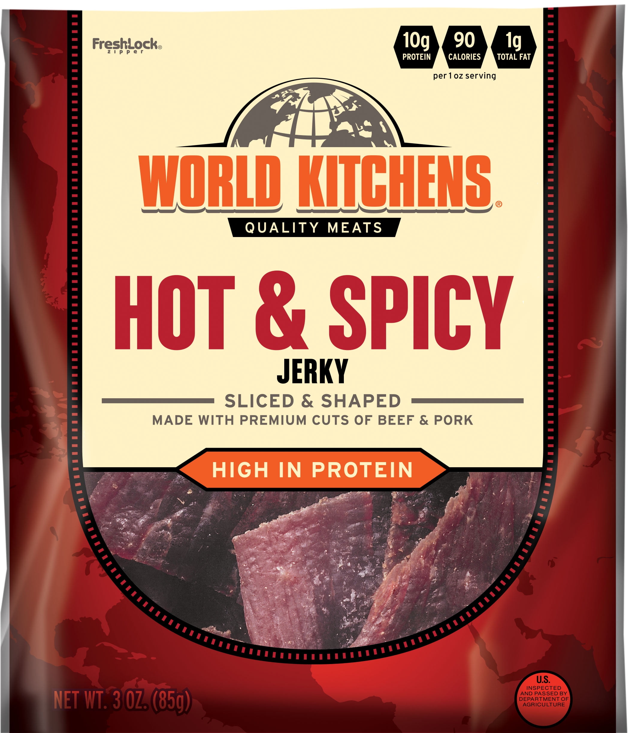 World Kitchens Jerky Protein Snack Hot Spicy 3oz Walmartcom