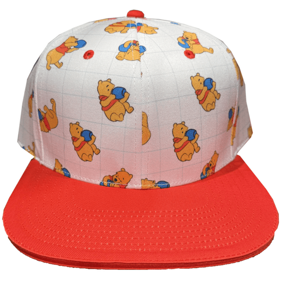 Disney Winnie the Pooh All Over Print Baseball Hat, White/Orange