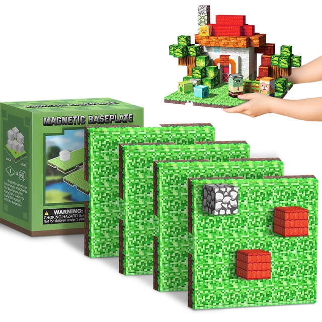 Placas base magnéticas Youngyes para bloques de construcción de Minecraft, 4 piezas