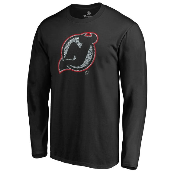Men's Black New Jersey Devils Static Logo Long Sleeve T-Shirt