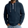 thumbnail image 2 of YueHuiYing Men's Fashionable Solid Color Long Sleeve Hooded Half-Zip Pullover Hoodie with Pockets and Drawstring for Casual Everyday Wear, 2 of 7