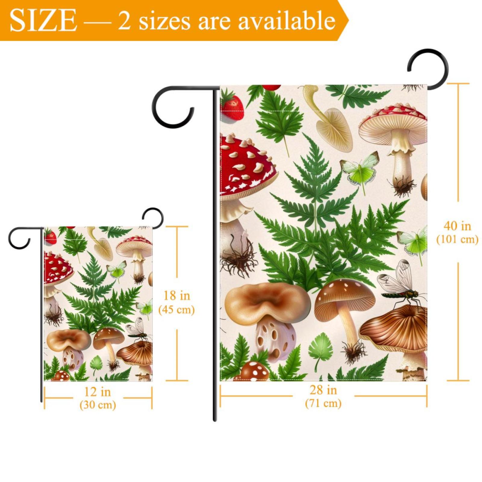 Mushrooms Plants Strawberry Butterflies Double Sided Garden Flag Decorative Weather Resistant Yard Flag, Large DIY Vertical Flag for Farmhouse Patio Lawn, 28x40 Inch
