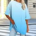 thumbnail image 2 of Staron Summer T-Shirts for Women Plus Size Oversized Round Neck Short Sleeve Casual Loose Gradient Color Basic Tee Tops, Light Blue XL, 2 of 7